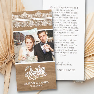 Anúncio de Casamento Rústico Recém-Casados Agradec