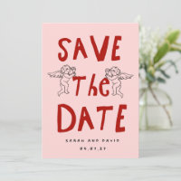 Anúncio de casamento Save the Date Cherub Vintage