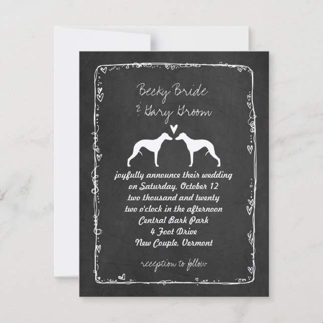 Anúncio de Casamento Silhuetas de Whippet (Frente)