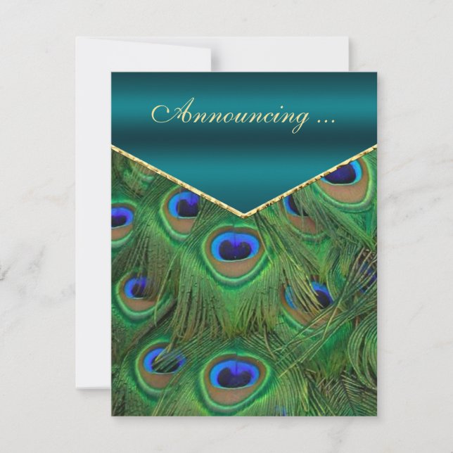 Anúncio de Casamento Teal Peacock (Frente)
