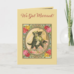Anúncio de casamento temático de gato 