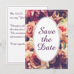 Anúncio de Casamento Vintage Elegante, Motivo Flor