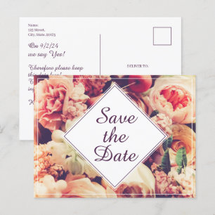 Anúncio de Casamento Vintage Elegante, Motivo Flor