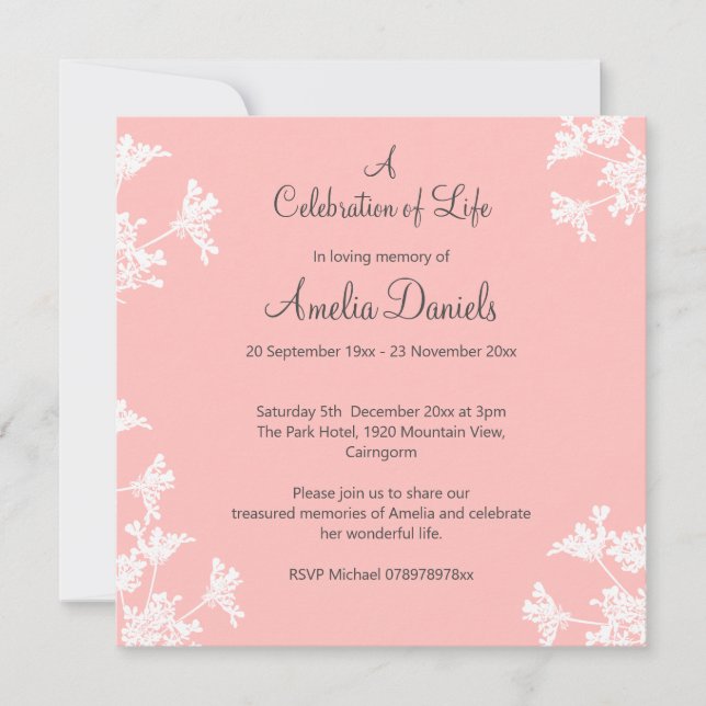 Anúncio de Celebração da Vida com Flor Silvestre B (Frente)