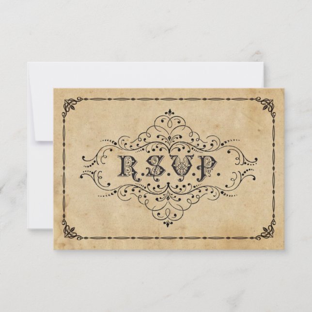 Anúncio de Cerimônia de Casamento RSVP Vintage Rús (Frente)