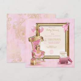 Anúncio de Chá de Bebê Coroa de Princesa Dourado R