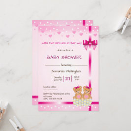 anúncio de chá de bebê para Gêmeas Meninas