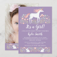 Anúncio de Chá de fraldas Floral Unicorn