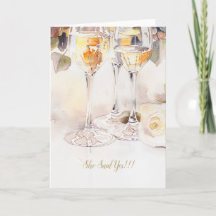 Anúncio de champanhe e Noivado Elegante