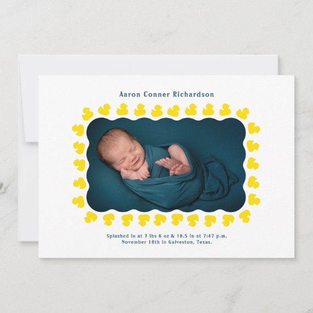 Anúncio de chegada do bebê de patos de borracha (Frente)