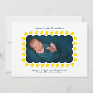 Anúncio de chegada do bebê de patos de borracha