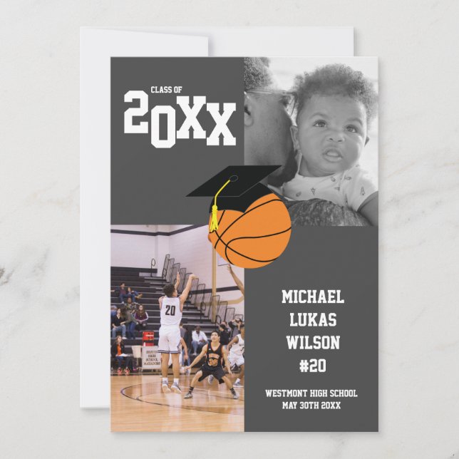 Anúncio de Cinza de Esporte para Graduação de Basq (Frente)