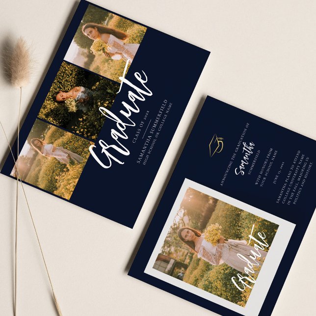 Anúncio de Colagem de Fotos de Graduação 2025 (Graduation 2024 Announcement with 4 Photo Collage)