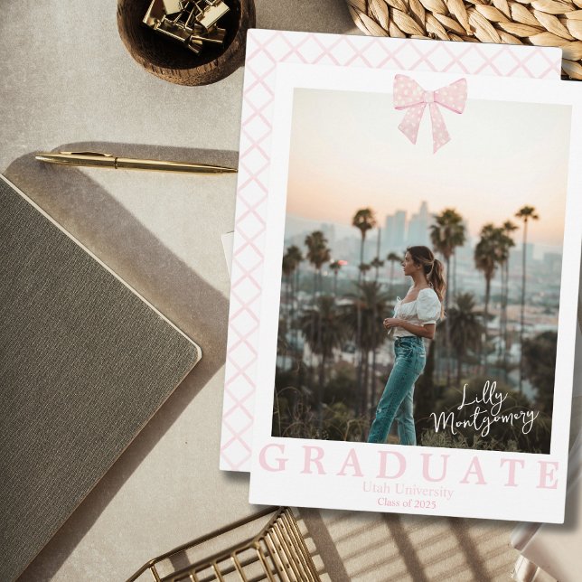 Anúncio de Conclusão de Curso Coquette Rosa com La (Criador carregado)