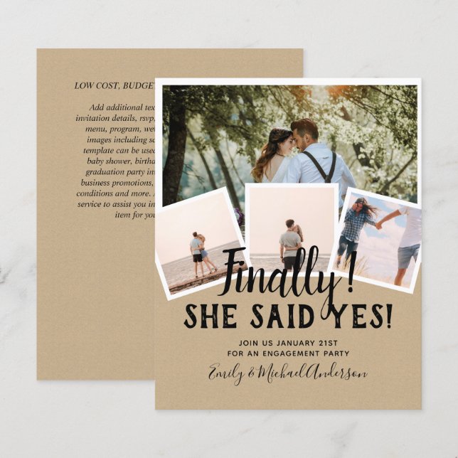 Anúncio de Convite de casamento de FOTO DO ORÇAMEN (Frente/Verso)