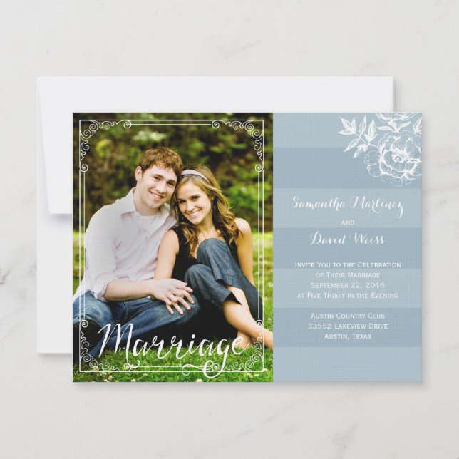 Anúncio de Convite de Casamento de Stripe Floral A (Frente)
