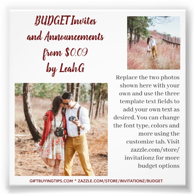 Anúncio de Convite de ORÇAMENTO Salve a FOTO de Da (Frente)