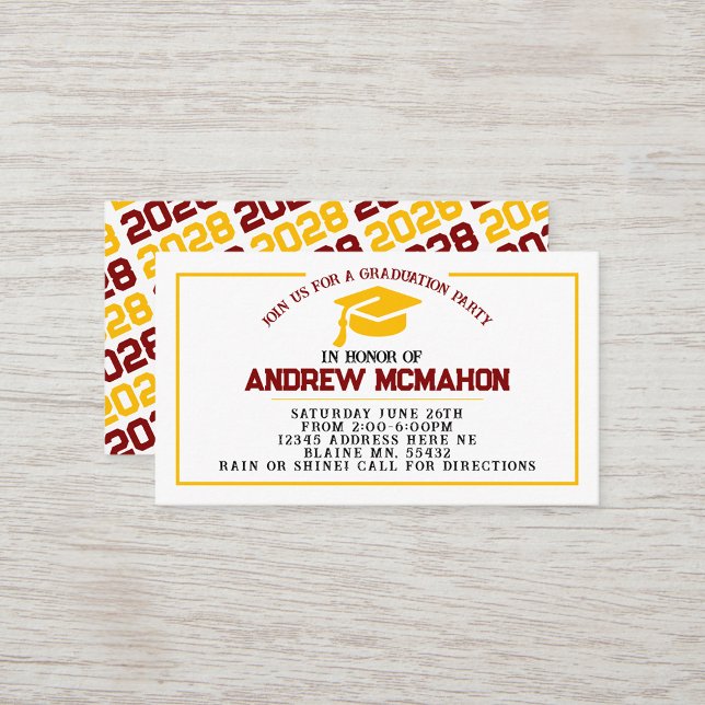 Anúncio de Convite para Formatação Dourada Maroon (Gold & Maroon Mini Graduation Invitations for friends, classmates, teammates or announcement inserts)