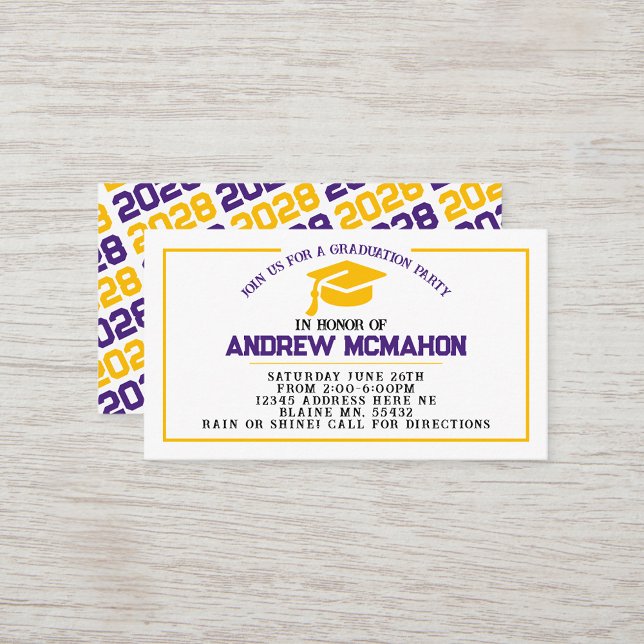 Anúncio de Convite para Formatação Dourada Roxo In (Purple White & Gold Mini Graduation Invitations for friends, classmates, teammates or announcements)