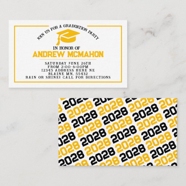 Anúncio de Convite para Graduação Preto e Dourado (Frente/Verso)