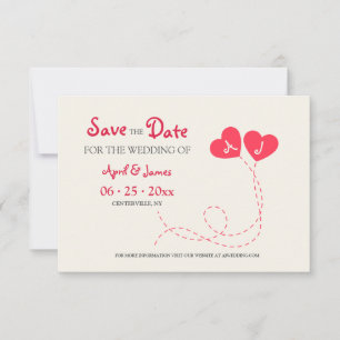 Anúncio de Data de Casamento com Dois Corações