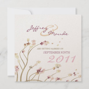 Anúncio de Data de Casamento com Flor de Cerejeira