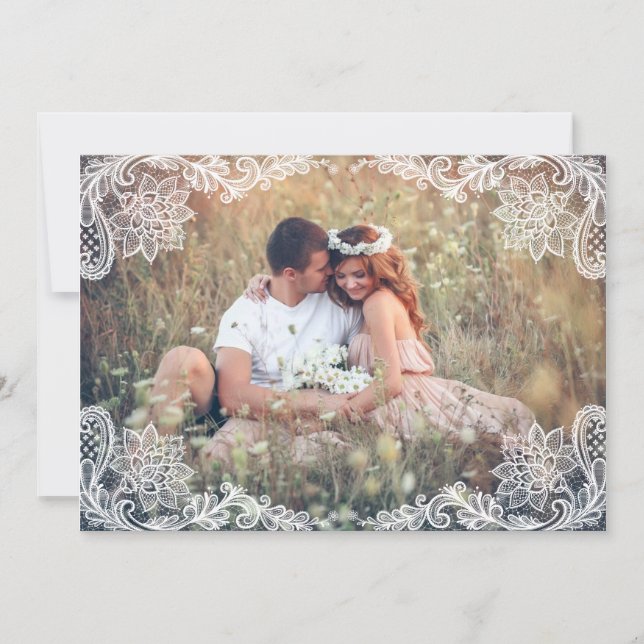 ANÚNCIO DE DATA DE CASAMENTO COM FOTO E RENDADO VI (Frente)