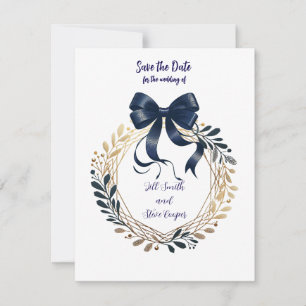 Anúncio de Data de Casamento com Laço Coquette Azu
