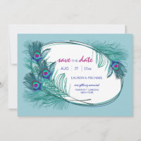 Anúncio de Data de Casamento com Pena de Pavão