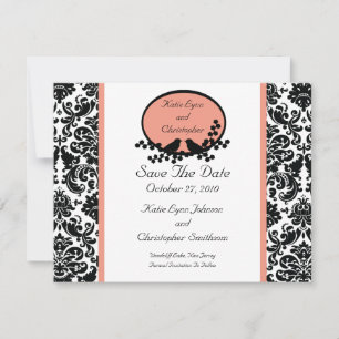 Anúncio de Data de Casamento Damask & Birds