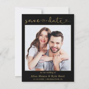Anúncio de Data de Casamento em Ouro com Foto do C