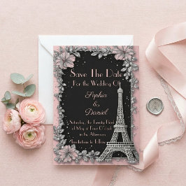 Anúncio de Data de Casamento Rosa Bege Vintage Par