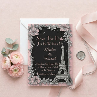 Anúncio de Data de Casamento Rosa Bege Vintage Par