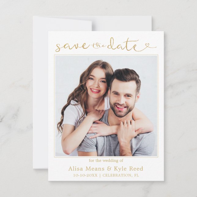 Anúncio de Data de Salvamento de Foto de Casal em  (Frente)