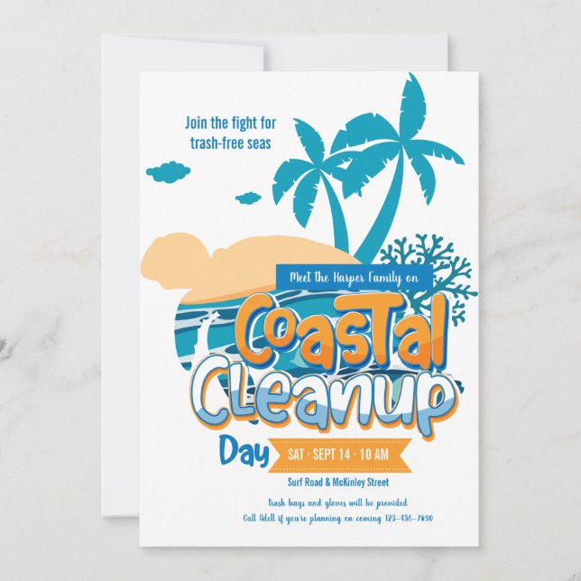 Anúncio de Dia de Limpeza Costeira (Frente)