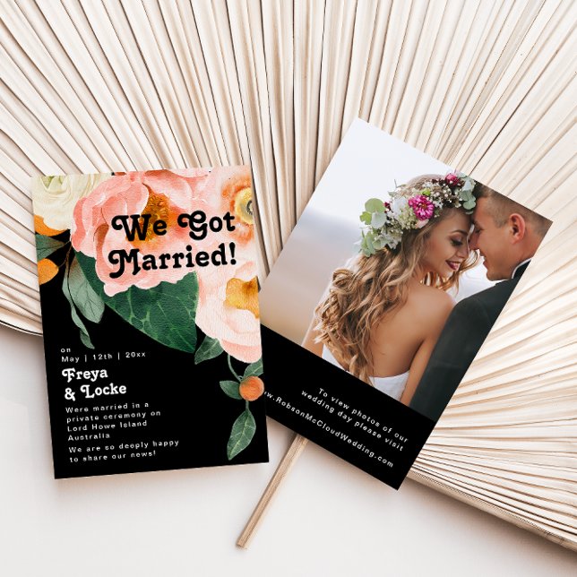 Anúncio de Elopemento de Foto Floral Colorida Negr (Criador carregado)