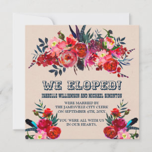 Anúncio de Elopemento Floral Vermelho e Rosa