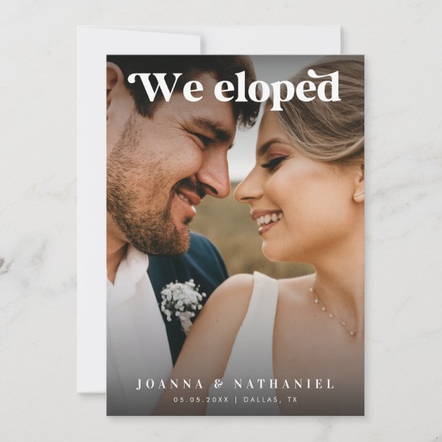 Anúncio de Elopemento Retro preto e Branco Elegant (Frente)