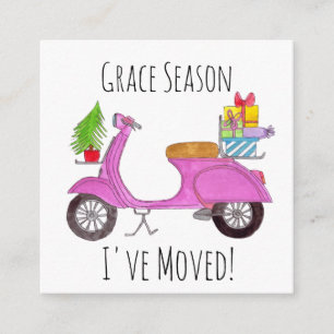 Anúncio de endereço, patinete de Natal e presentes