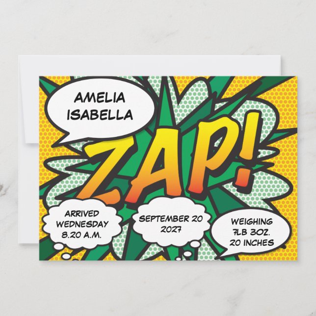 Anúncio de Estatísticas de Nascimento de Bebê em Q (Frente)