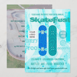 Anúncio de evento de skate adicione foto e logotip