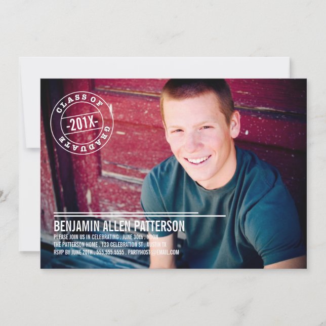 Anúncio de Festa de formatura de Foto do Carimbo M (Frente)