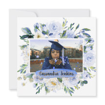 Anúncio de Festa de formatura Floral Azul