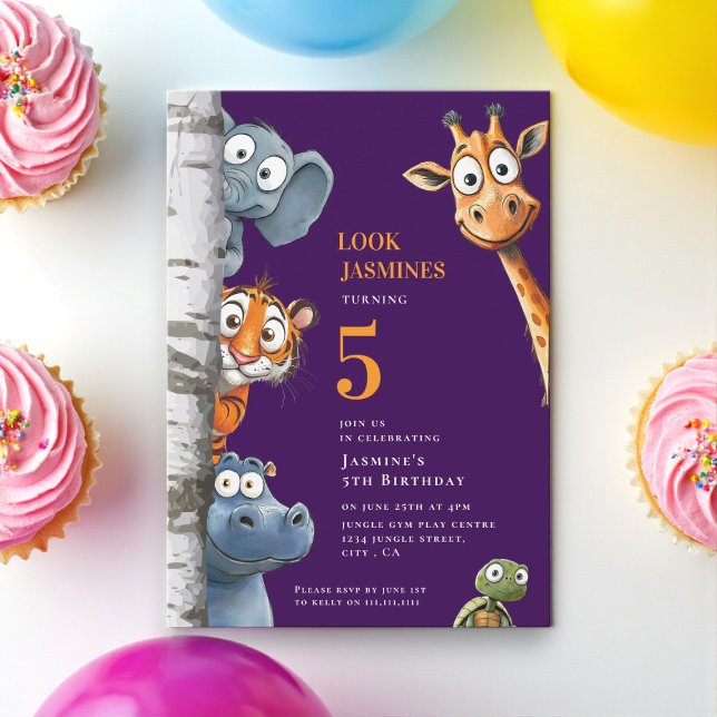 Anúncio de Festa Rosa de Animais do Zoo Reprodutor (Criador carregado)