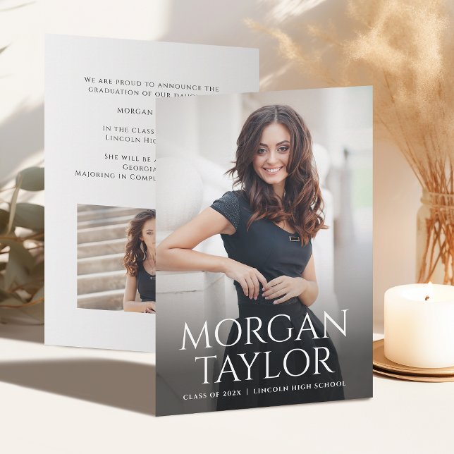 Anúncio de Formando de Foto com Nome Gracioso Míni (Minimal Graceful Name Photo Grad Announcement)