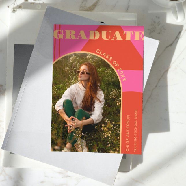 Anúncio de Formando de Foto Cor-de-Rosa e Laranja  (Criador carregado)