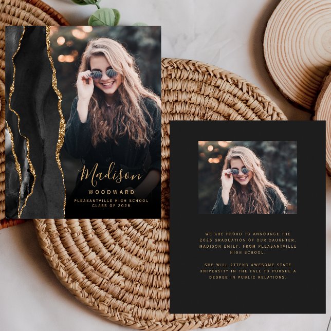 Anúncio de Formando de Foto de Agate Dourado Preto (Criador carregado)