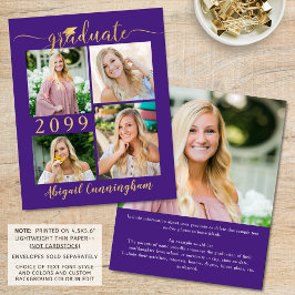 Anúncio de Formando de Foto Dourado 5 Púrpura do O