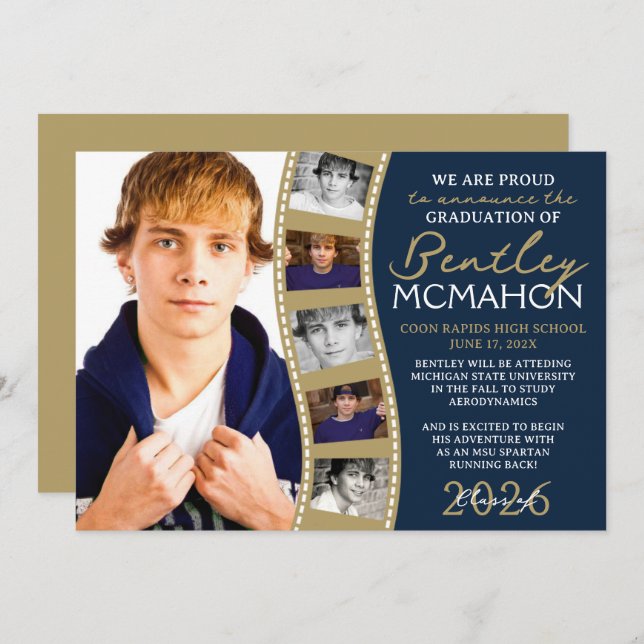 Anúncio de Formando de Foto em marinho e Bronze (Frente/Verso)