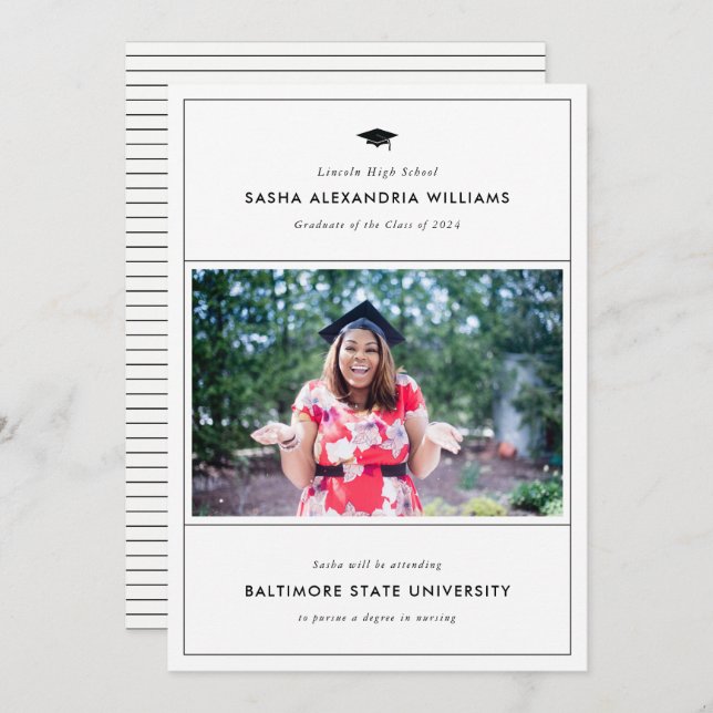 Anúncio de Formando de Foto Moderno do boné de for (Frente/Verso)